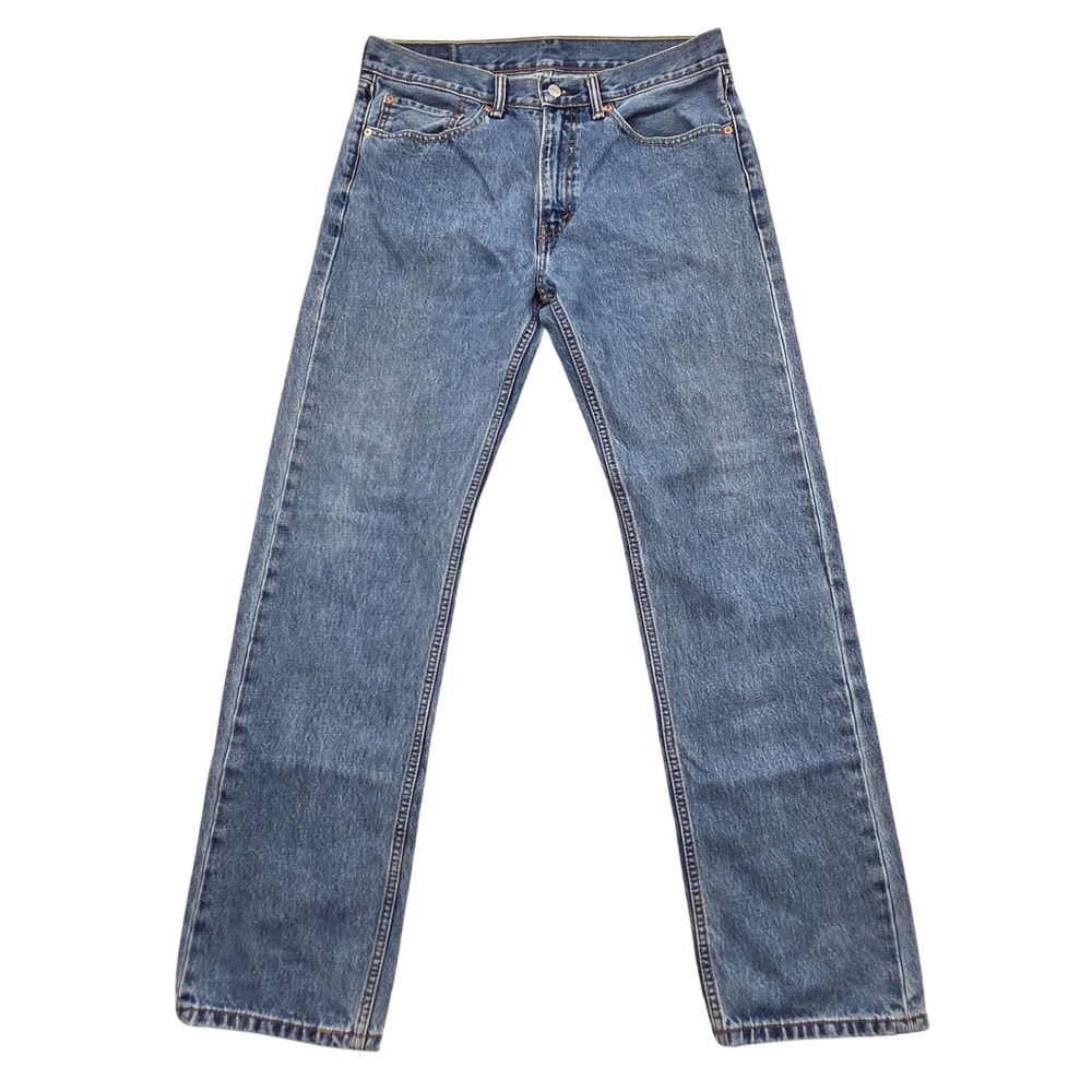 Levis 505 Regular Fit Straight Leg Jeans Blue Dark Wash Denim Mens 34x34